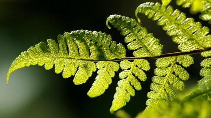 Closeup green fern leaf detail