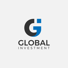 Modern geometric letter G i logo for global investment, professional business corporate identity design