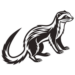 Fototapeta premium Stylized black and white illustration of a ferret or weasel