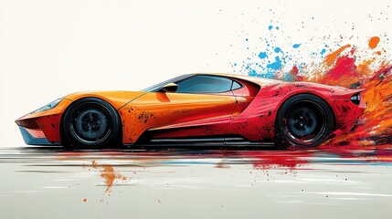 Abstract colorful sports car speeding.