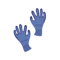 Blue rubber gloves placed flat on a white background for cleaning and protection tasks