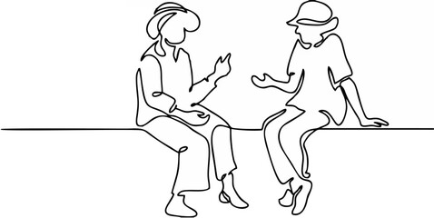 Two Senior Women Talking Vect...