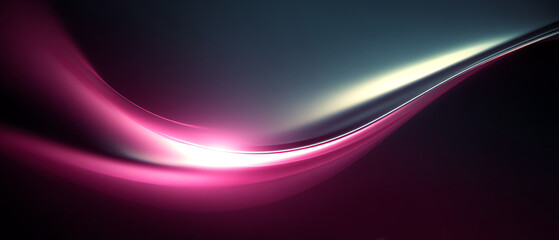 Abstract flowing waves of pink and purple light blend smoothly against a dark background, creating a dynamic and futuristic digital art composition