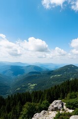 Fototapeta premium mountain landscape with blue sky and clouds