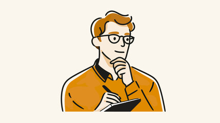 Man thinking with notepad