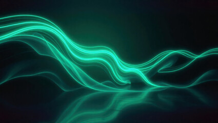 Teal Abstract Light Trails: Dynamic Fluid Waves with Modern Digital Glow