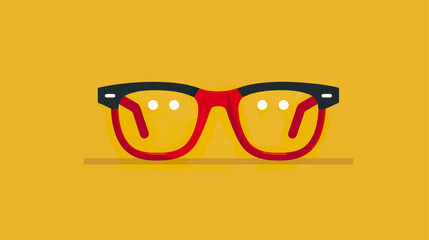 Red eyeglasses on a mustard background