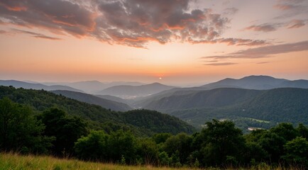 sunset over the mountains