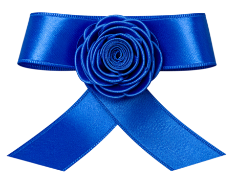 Decorative Blue Rosette Ribbon with Elegant Fabric Texture