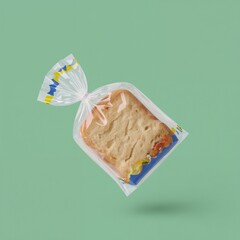 Packaged Sandwich on Pastel Green Background