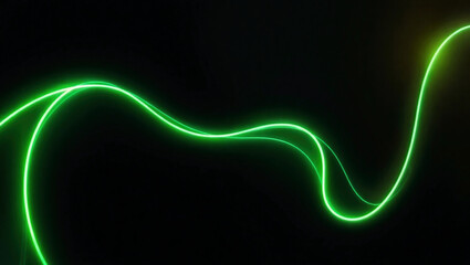 Green Light Trails: Abstract Background with Glowing Neon Lines in Digital Art Vector Illustration