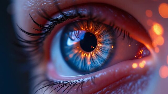 Captivating Close-Up of a Human Eye with Vibrant Colors and Intricate Details.