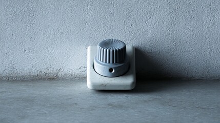 Grey control knob on white electrical outlet
