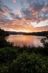 Obraz premium sunset over the river