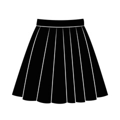 Simple black pleated skirt icon with white trim