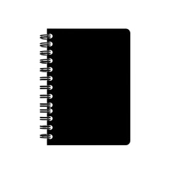 Black spiral bound notebook with rounded corners