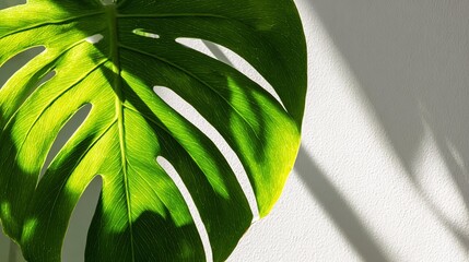 Monstera leaf sunlight shadow
