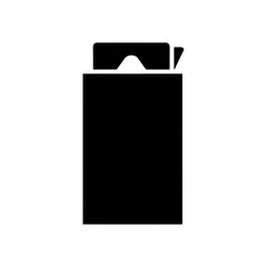 Black icon of an open cigarette pack with cigarettes