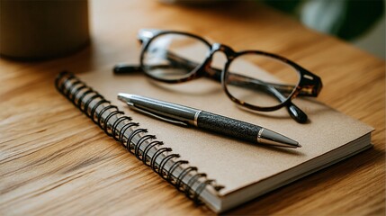 Office supplies on wooden desk