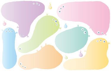 ユニークなモンスター型のフレーム・ふきだしセット（パステルカラー）