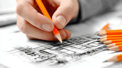 Person drawing architectural plans