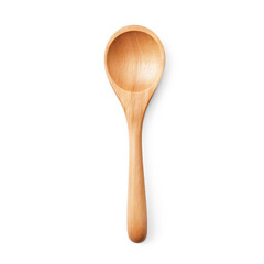 A wooden spoon with a natural wood finish on a transparent background