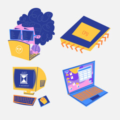 Retro computer sticker set