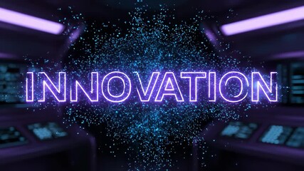 Innovation technology futuristic neon glowing digital hologram blue purple particles concept science abstract design modern creative bright light energy virtual background glowing blue brain hologram - Powered by Adobe