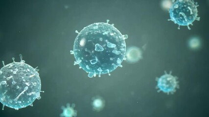 Microscopic view of animated virus particles in fluid, science motion graphic - Powered by Adobe