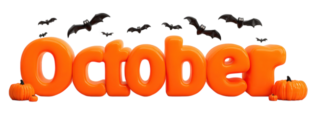 October pumpkin bat decoration orange 3D Halloween festive isolated autumn create playful Halloween atmosphere with pumpkins and flying bats