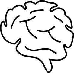 illustration of the brain. Brain outline drawing. Hand-drawn of a brain