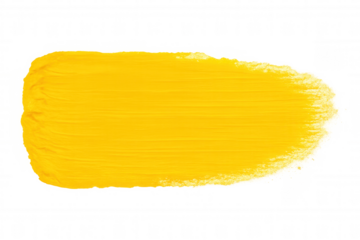 Vibrant yellow paint brush stroke isolated on transparent background, perfect for adding a pop of color to designs