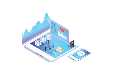Isometric Online Auction Illustration, Web Banners, Suitable for Diagrams, Infographics, Book Illustration, Game Asset, And Other Graphic Related Assets