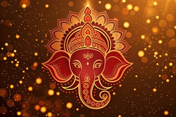 Colorful Lord Ganesha Idol with Festive Decorations and Spiritual Background for Ganesh Chaturthi Celebration
