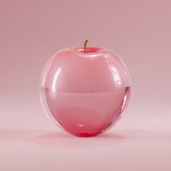 Globe sphere orb Apple concepts on pastel pink background. minimal idea food and fruit concept. An idea creative to produce work within an advertising marketing communications. Business concepts