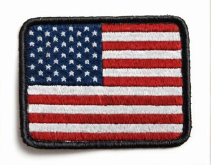Square American Flag Embroidered Patch with Black Border in Red, White, Blue Colors  NEW Condition