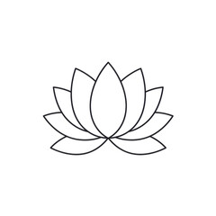 Elegant minimalist line art lotus flower design isolated on white background