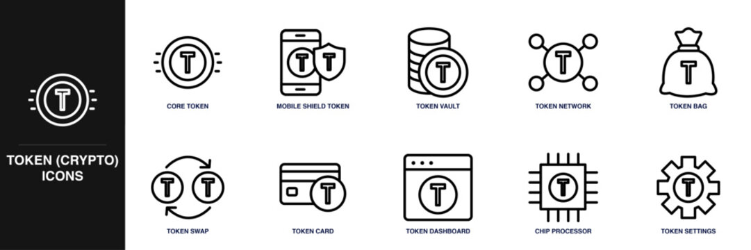 Token (Crypto) Line Icon Set