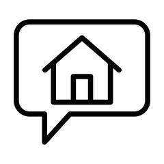 Chat and View Home Line Icon of Virtual Real Estate Icon Set