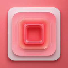 Minimalist Background with Embossed 3D Shape. Pink Gradient Surface with Raised Square. 3D Render.