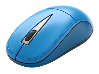 Mouse click 3d icon. Blue PC computer mouse 3d cursor. Arrow cursor, pointer 3d illustration isolated on white background. Stock Illustration.