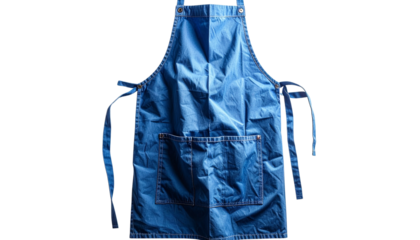PNG A cotton blue home cook apron isolated on a transparent or white background