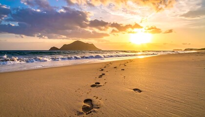 Beach sunset with prints