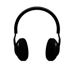 3d illustration of black overear wireless headphones isolated on transparent background