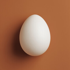 Top view of white egg isolated on brown creative abstract. 
