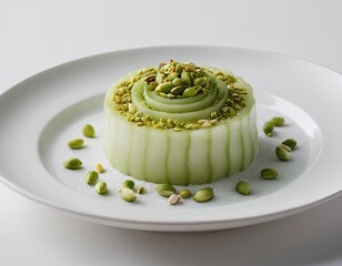 Pistachio Panna Cotta with Crushed Nuts and Elegant Plating