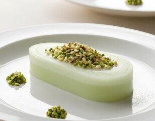 Pistachio Panna Cotta with Crushed Nuts and Elegant Plating