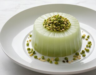 Pistachio Panna Cotta with Crushed Nuts and Elegant Plating