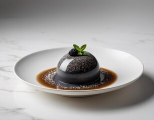 Black Sesame Mousse with Coconut Cream and Seed Garnish