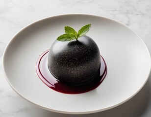 Black Sesame Mousse with Coconut Cream and Seed Garnish